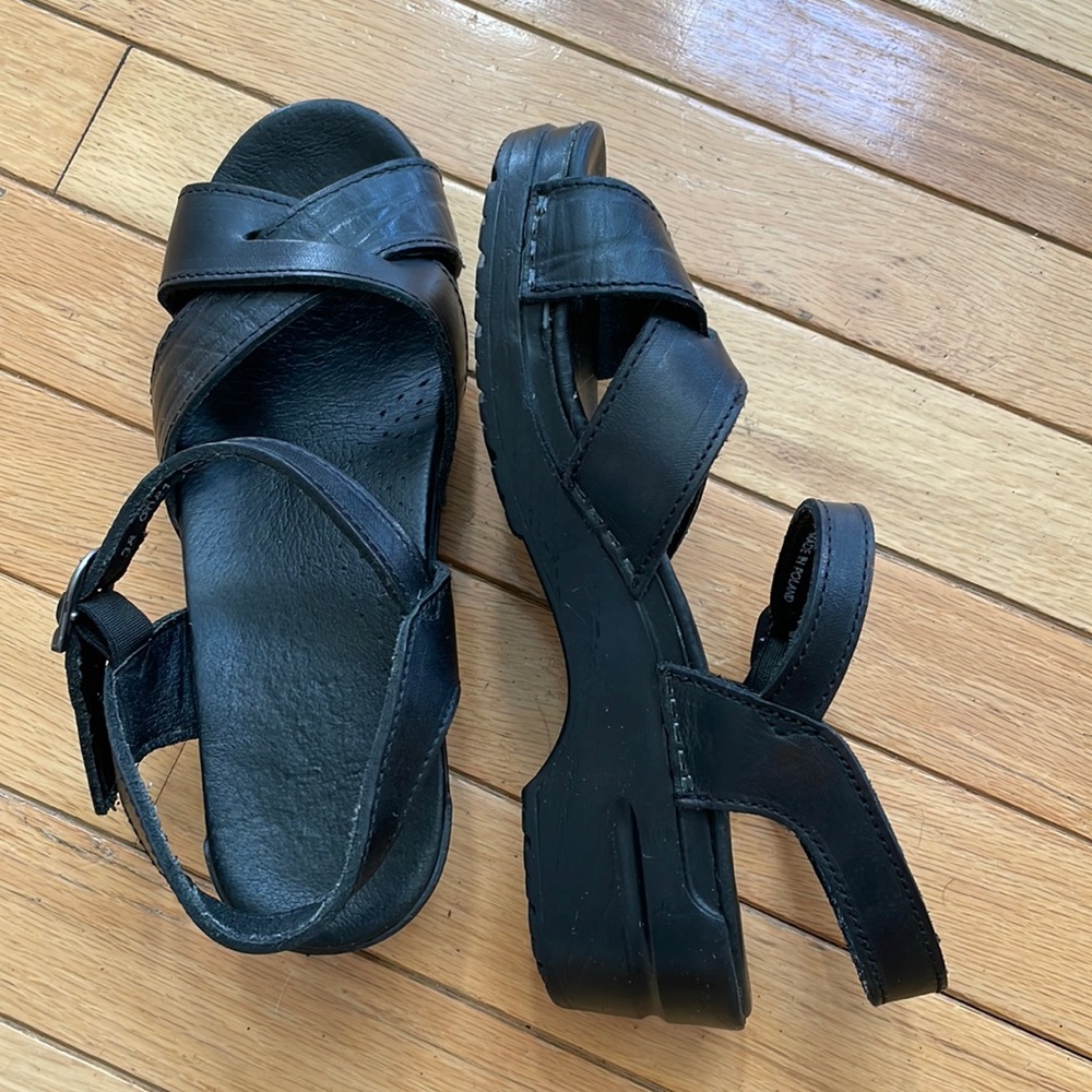 Dansko black leather sandals, size 38